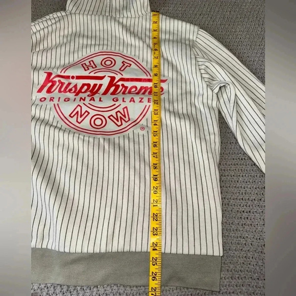 Krispy Kreme Donut Hoodie Jacket L? Gray Full Zip Logo Employee Print Lining - Picture 8 of 10